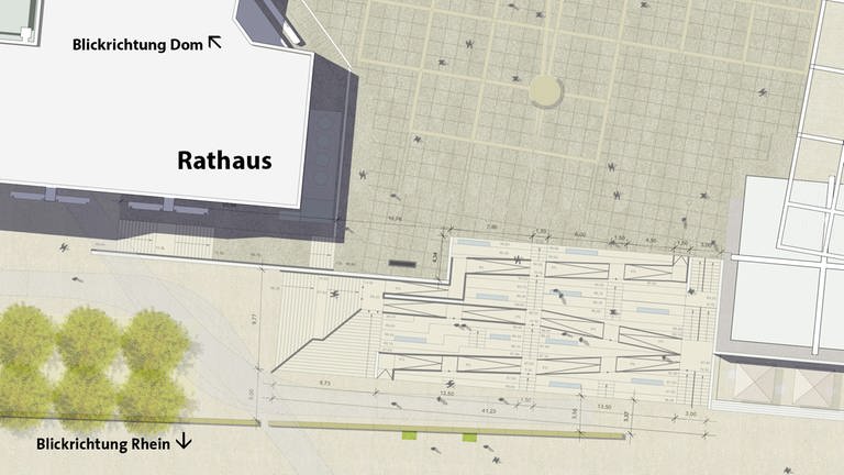 So soll die geplante Freitreppe nach der Umgestaltung des Jockel-Fuchs-Platzes in Mainz am Rhein aussehen (Foto: Landeshauptstadt Mainz / Rheingoldhalle GmbH & Co. KG)