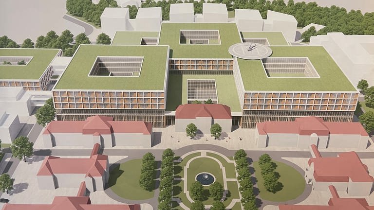Eine Zeichnung der wichtigen neuen Gebäude auf dem Gelände der Mainzer Unimedizin (Foto: SWR, Universität Mainz)