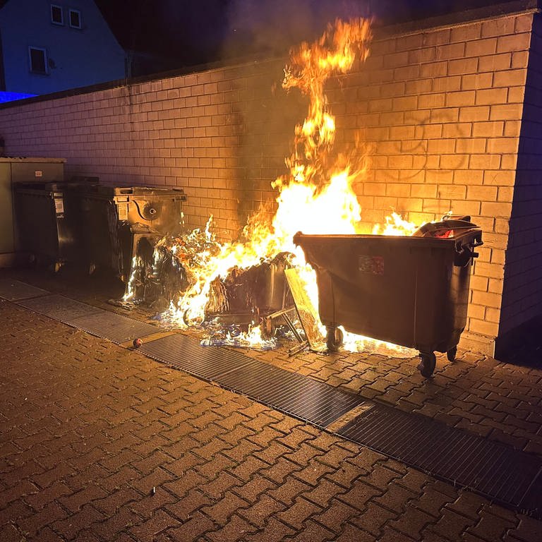 Die Flammen der Mülltonnen griffen auf das Haus über.  (Foto: Freiwillige Feuerwehr Bad Kreuznach)