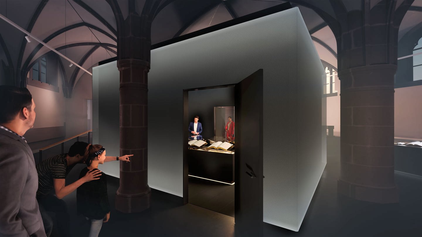 So soll die künftige Schatzkammer für die Gutenberg-Bibeln im Naturhistorischen Museum aussehen. (Foto: Illustration: ATELIER BRÜCKNER GMBH)
