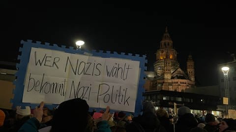 Transparent bei der Demonstration gegen Rechts in Mainz.  (Foto: SWR)
