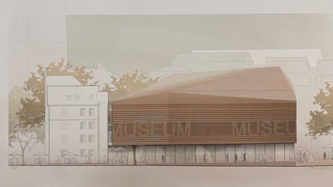 Eine Visualisierung des Siegermodell des Architektur-Wettbewerbes für den Neubau des Gutenberg-Museums (Foto: SWR, Hannegret Kullmann)