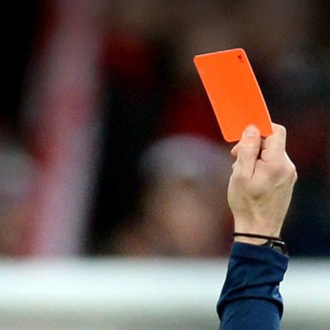 Ein Schiedsrichter zeigt einem Fußballspieler die rote Karte. (Foto: picture-alliance / Reportdienste, dpa Bildfunk, Patrick Seeger)