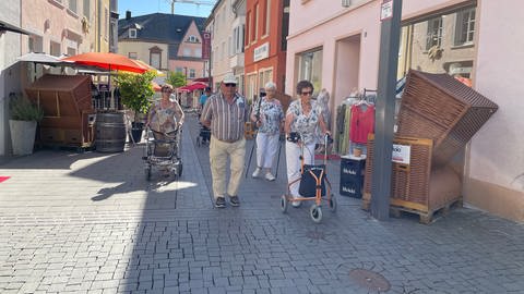 Senioren in Bitburg beim Plauderspaziergang mit der Gemeindeschwester Plus. (Foto: SWR, Nicole Mertes)