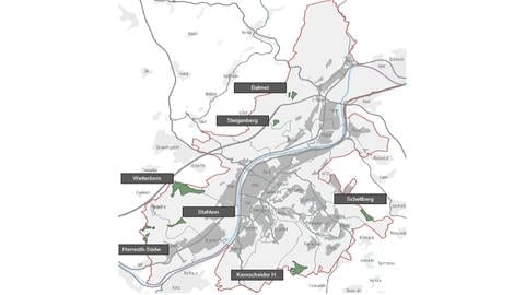 Auf diesen sieben Flächen in Trier plant die Stadtverwaltung den Bau von Windrädern. 