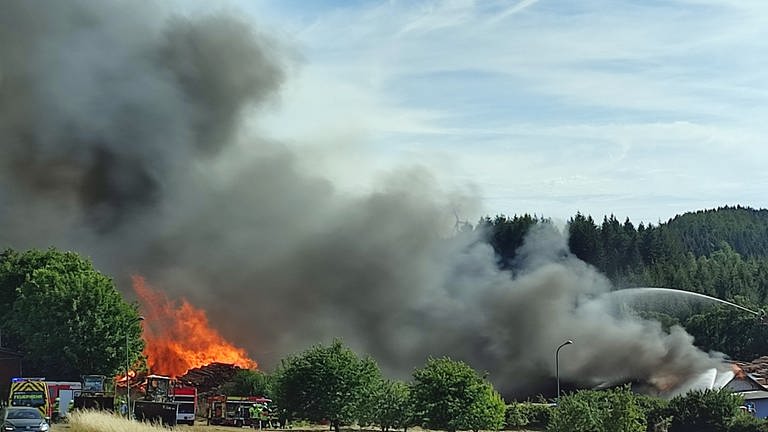 Großbrand in Sägewerk in Hermeskeil (Foto: Steil TV)