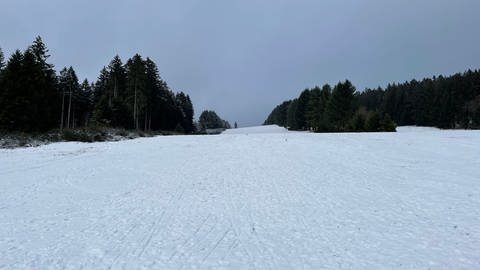 Auf dem Idarkopf bei Stipshausen (Kreis Birkenfeld) liegt eine geschlossene Schneedecke. (Foto: SWR)