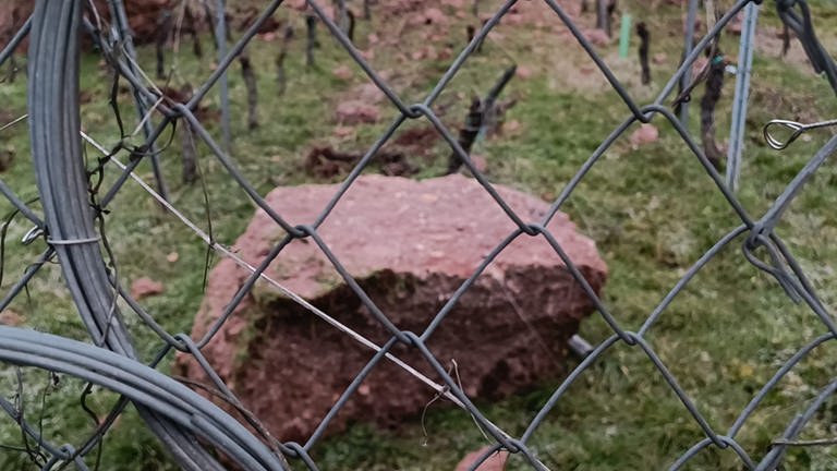 Ein starker Zaun hat die Brocken vom  "Roten Felsen" aufgehalten. (Foto: Agentur SIKO)