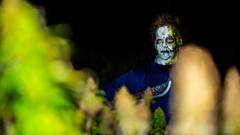 Auch Gestalten aus bekannten Horrorfilmen wie Michael Myers aus "Halloween" begegnen einem im "Haunted Field". (Foto: Matthias Meyer)
