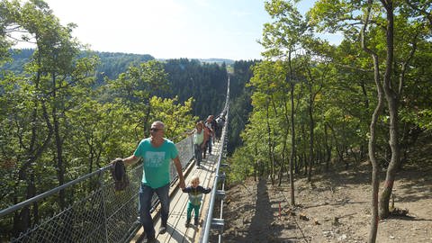Nach Angaben der Touristinformation Hunsrück-Nahe war die Geierlay-Hängeseilbrücke im Juli dieses Jahres schon so gut besucht wie 2019 im gesamten Jahr.  (Foto: dpa Bildfunk, Thomas Frey)