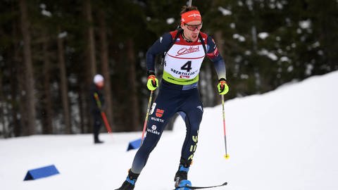 Beim IBU-Cup, der zweiten Liga des Biathlons, lieferte Simon Kaiser in der vergangenen Saison starke Ergebnisse. In diesem Winter will er es in den Weltcup schaffen.am.  (Foto: IMAGO, IMAGO / Harald Deubert)