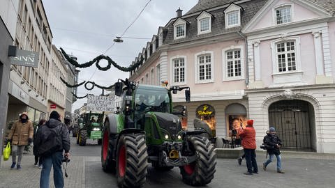 Bei der Bauerndemo in Trier sind hunderte Traktoren durch die Trierer Innenstadt gefahren (Foto: SWR)