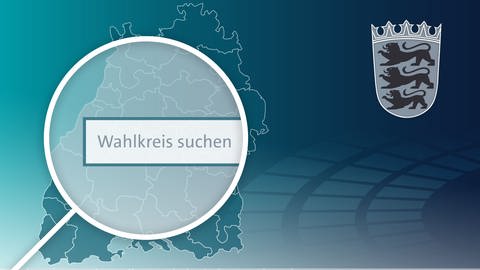 Ergebnisse der 38 Wahlkreise bei der Bundestagswahl 2021 über einen Suchschlitz finden - Lupe über Wahlkreissuche (Foto: SWR)
