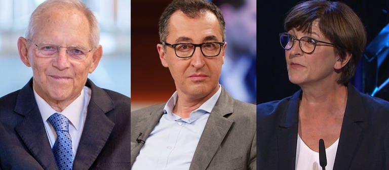 Wolfgang Schäuble, Cem Özdemir und Saskia Esken zur Bundestagswahl 2021. (Foto: IMAGO, SWR, Jürgen Heinrich)