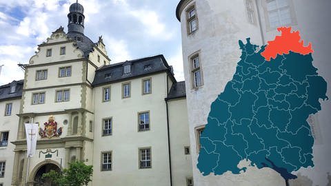 Symbolbild Wahlkreis 276 Odenwald - Tauber Bundestagswahl 2021 in Baden-Württemberg (Foto: SWR, Karte & Montage: SWR)