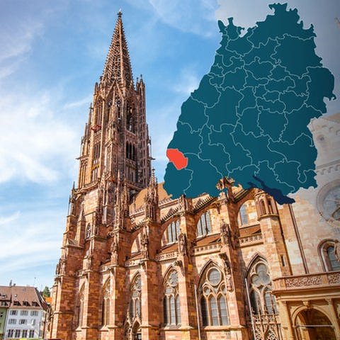 Symbolbild Wahlkreis 281 Freiburg Bundestagswahl 2021 in Baden-Württemberg (Foto: Getty Images, Getty Images/ RossHelen, Karte und Montage: SWR)