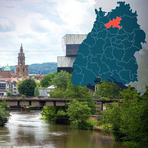 Symbolbild Wahlkreis 267 Heilbronn Bundestagswahl 2021 in Baden-Württemberg (Foto: SWR, Jürgen Härpfer, Karte & Montage: SWR)