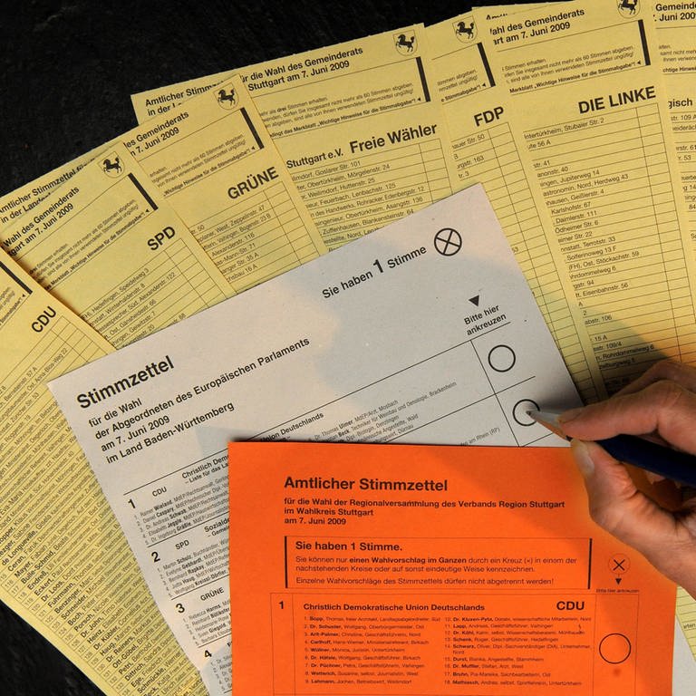 Stimzettel für die Europa- und Kommunalwahlen (Foto: dpa Bildfunk, Picture Alliance)