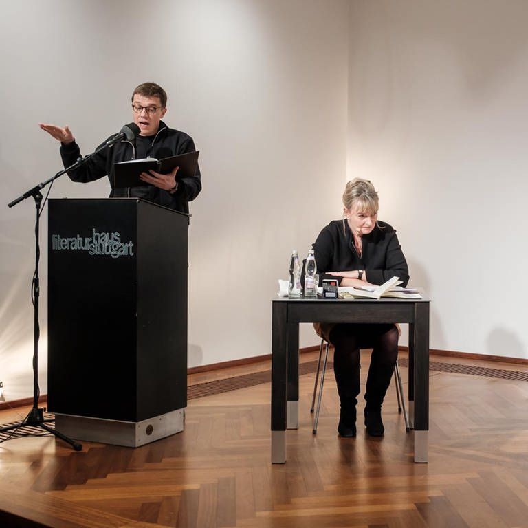 Literaturhaus Stuttgart: Sprecher Johannes Wördemann, Anja Brockert und Michael Köhlmeier (v.l.n.r.) (Foto: Pressestelle, SWR, C: Sebastian Wenzel)