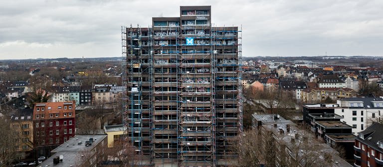 Das Horrorhaus am Donnerstag den 11. März 2021 in Dortmund. Das Hochhaus an der Kielstraße wird etagenweise abgerissen. (Foto: IMAGO, Funke Foto Services)