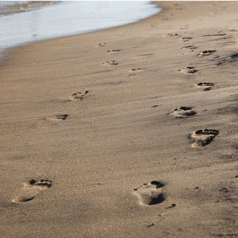 Fußspuren im Sand am Meer (Foto: IMAGO, IMAGO/A. Friedrichs)