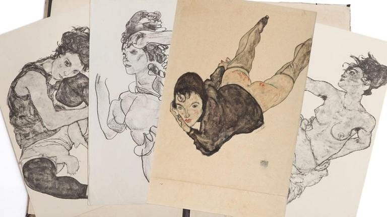 Bilder von Egon Schiele mit nackten Frauen (Foto: picture-alliance / dpa, picture-alliance / dpa - SWR)
