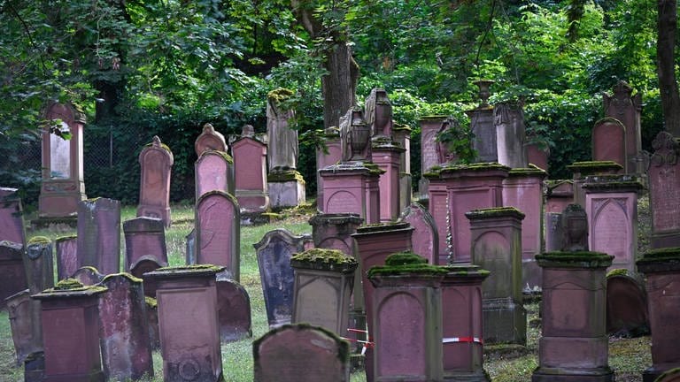 Grabsteine auf dem alten jüdischen Friedhof Am Judensand in Mainz