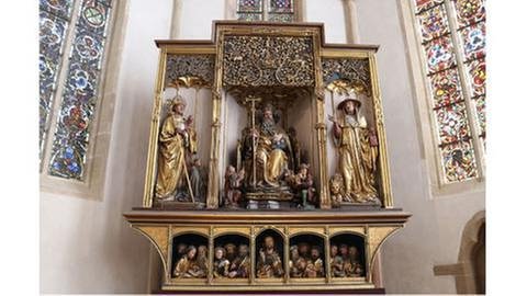 Auch die Holzskulpturen des Isenheimer Altars weisen zum Teil Schäden auf. Lasur und Blattgold sollen erneuert werden. (Foto: picture-alliance / dpa, picture-alliance / dpa - Foto: Violetta Kuhn)
