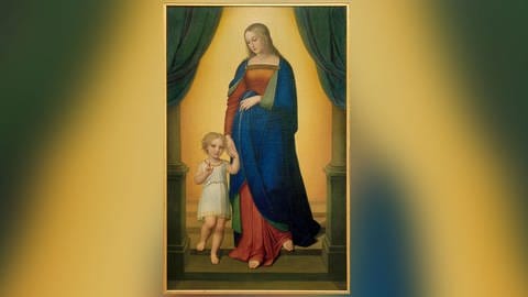 Marie Ellenrieder malte in ihrer künstlerischen Hochzeit hauptsächlich sakrale Werke, unter anderem dieses von 1824  auf dem „Maria mit dem Jesusknaben an der Hand“ zu sehen ist.