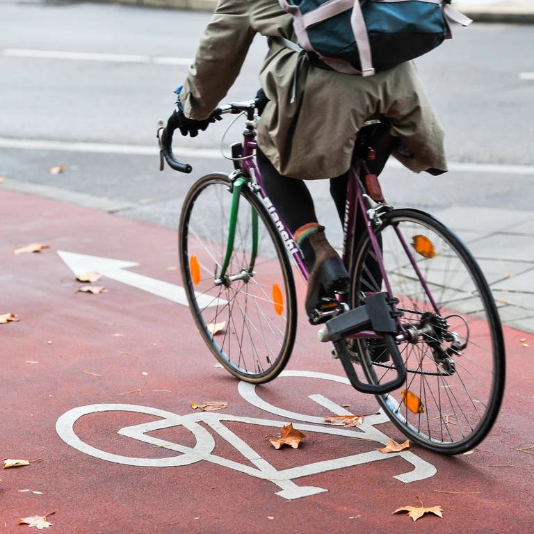 Ein Radfahrer fährt auf einem Radweg in Stuttgart (Foto: IMAGO,  imago images/Lichtgut)