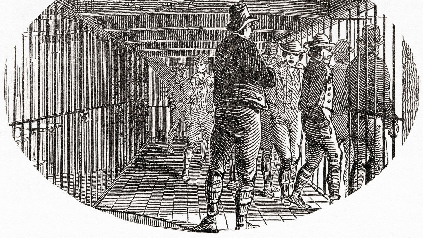 Britische Häftlinge auf einem Gefängnisschiff (Foto: IMAGO, imago images / Design Pics / Hilary Jane Morgan)