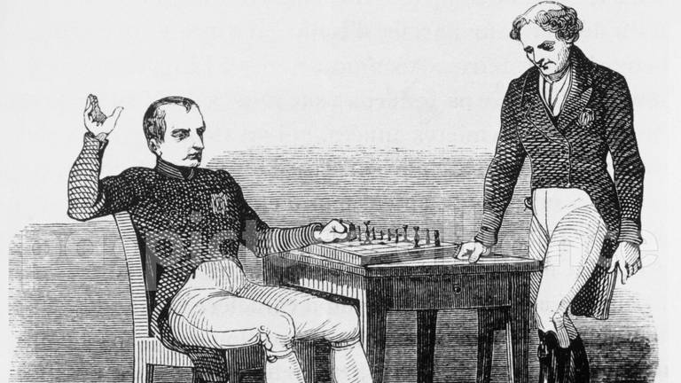 Verbannung auf St.Helena ab 1815: Napoleon schlägt Ludwig XVIII. im Schachspiel (Foto: picture-alliance / Reportdienste, picture alliance / akg-images | akg-images)