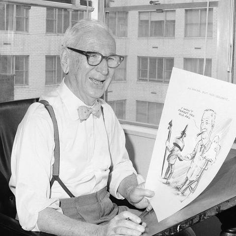Cartoonist Rube Goldberg, 81, is shown in his New York City apartment, April 24, 1964  Archivfoto (Foto: picture-alliance / Reportdienste, John Lindsay)