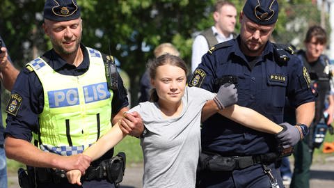 Greta Thunberg bei ihrer Verhaftung