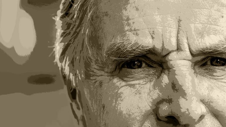 Gesicht eines alten Mannes, Podcast-Bild zur Reihe "Alte weiße Männer?" von Natalie Putsche