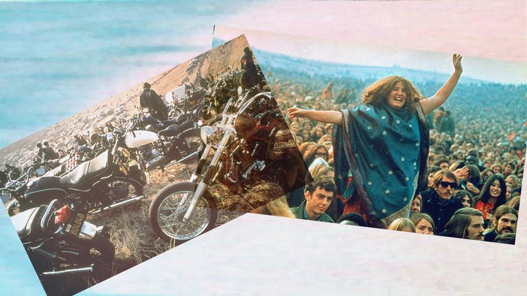 Das Altamont-Festival 1969: Bikes und Fans (Foto: dpa Bildfunk, AP Photo)