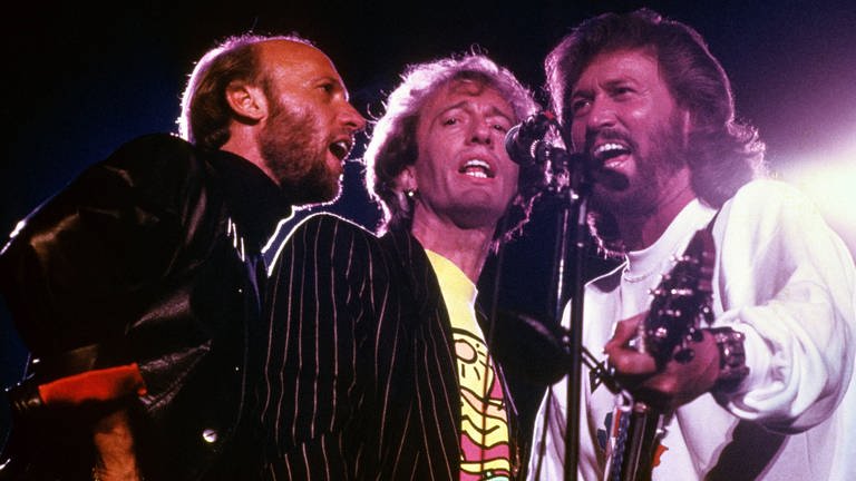 The Bee Gees, v.li.: Maurice, Robin und Barry Gibb, 1990