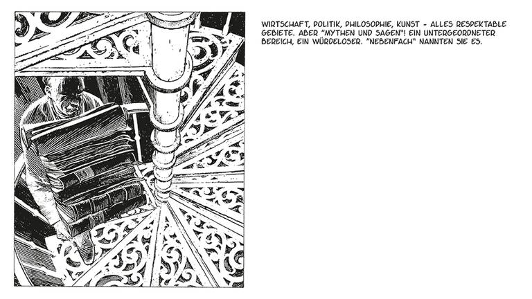 Seiten aus der Graphic Novel „Der Archivar (Die geheimnisvollen Städte)“ (Foto: Pressestelle, Schreiber & Leser)