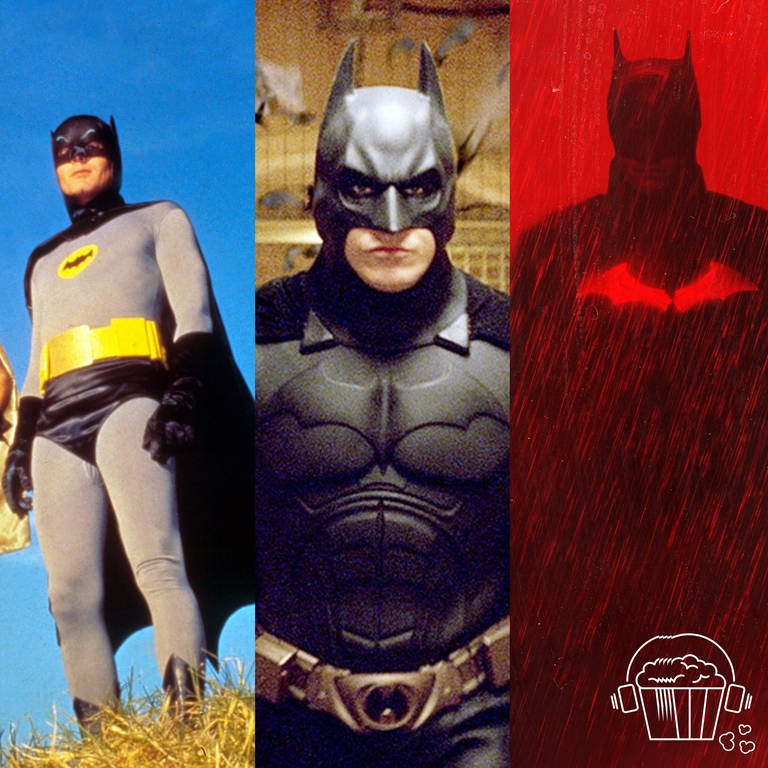 Bilder aus verschiedenen Batman-Verfilmungen von 1966 bis 2022 (Foto: IMAGO, picture-alliance / Reportdienste, picture-alliance/ dpa | dpa-Film Warner Bros / picture alliance / ZUMAPRESS.com | 20th Century Fox Television / IMAGO / Picturelux)