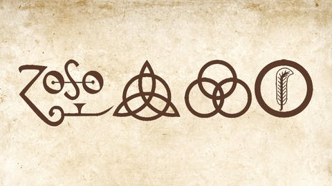Die vier Symbole der Bandmitglieder von Led Zeppelin