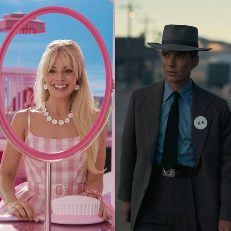 Ein Filmstill aus Barbie (2023) und ein Filmstill aus Oppenheimer (2023) (Foto: IMAGO, Imago, Picturelux, Warner Bros. I Imago, Picture Lux, Universal)