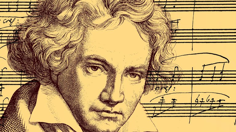 Notenhandschrift und Portrait von Ludwig van Beethoven (Foto: IMAGO, imago images / imagebroker)