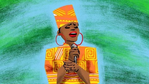 Miriam Makeba (Foto: SWR, Zeichnung: Chris Veit)
