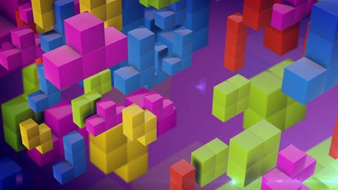 bunte Tetris-Steine auf lila Hintergrund (Foto: IMAGO, Imago / agefotostock)