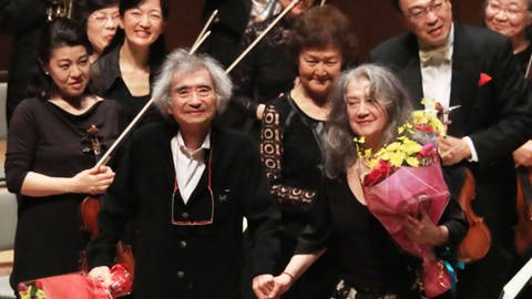 Seiji Ozawa und Martha Argerich bei einem Konzert im Mai 2017 in der japanischen Stadt Oita. (Foto: IMAGO, IMAGO / Kyodo News)