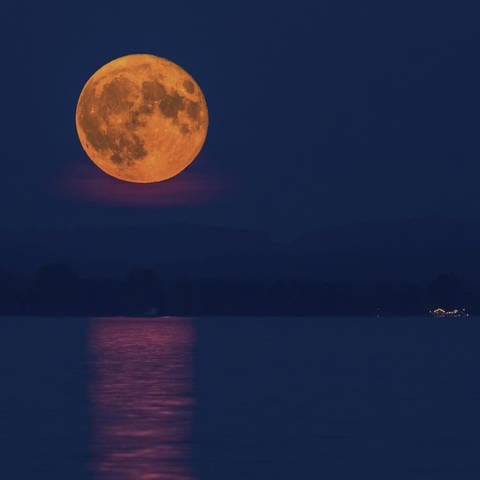 Aufgehender Mond spiegelt sich im Chiemsee (Foto: IMAGO, xblickwinkel/A.xHartlx)