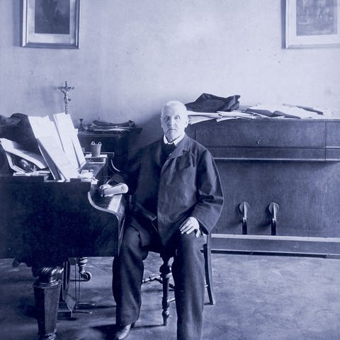 Anton Bruckner in seiner Wohnung in der Heßgasse, Wien.