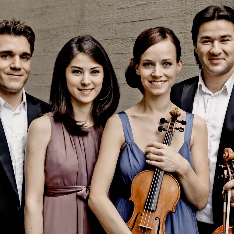 Minetti-Quartett (v.l.n.r.: Leonhard Roczek (Violoncello), Anna Knopp (Violine), Maria Ehmer (Violine), Milan Milojicic (Viola))