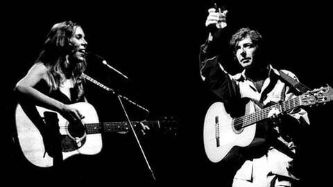 Joni Mitchell und Leonard Cohen (Foto: IMAGO, imago/ZUMA Press/Philippe Gras - Collage: SWR)