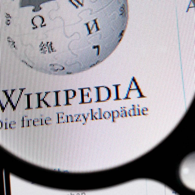 Unter einer Lupe ist der Schriftzug und das Logo des Online-Lexikons Wikipedia auf einem Computerbildschirm zu sehen. (Foto: picture-alliance / Reportdienste, picture-alliance / Reportdienste - Foto: Jens Böttner)